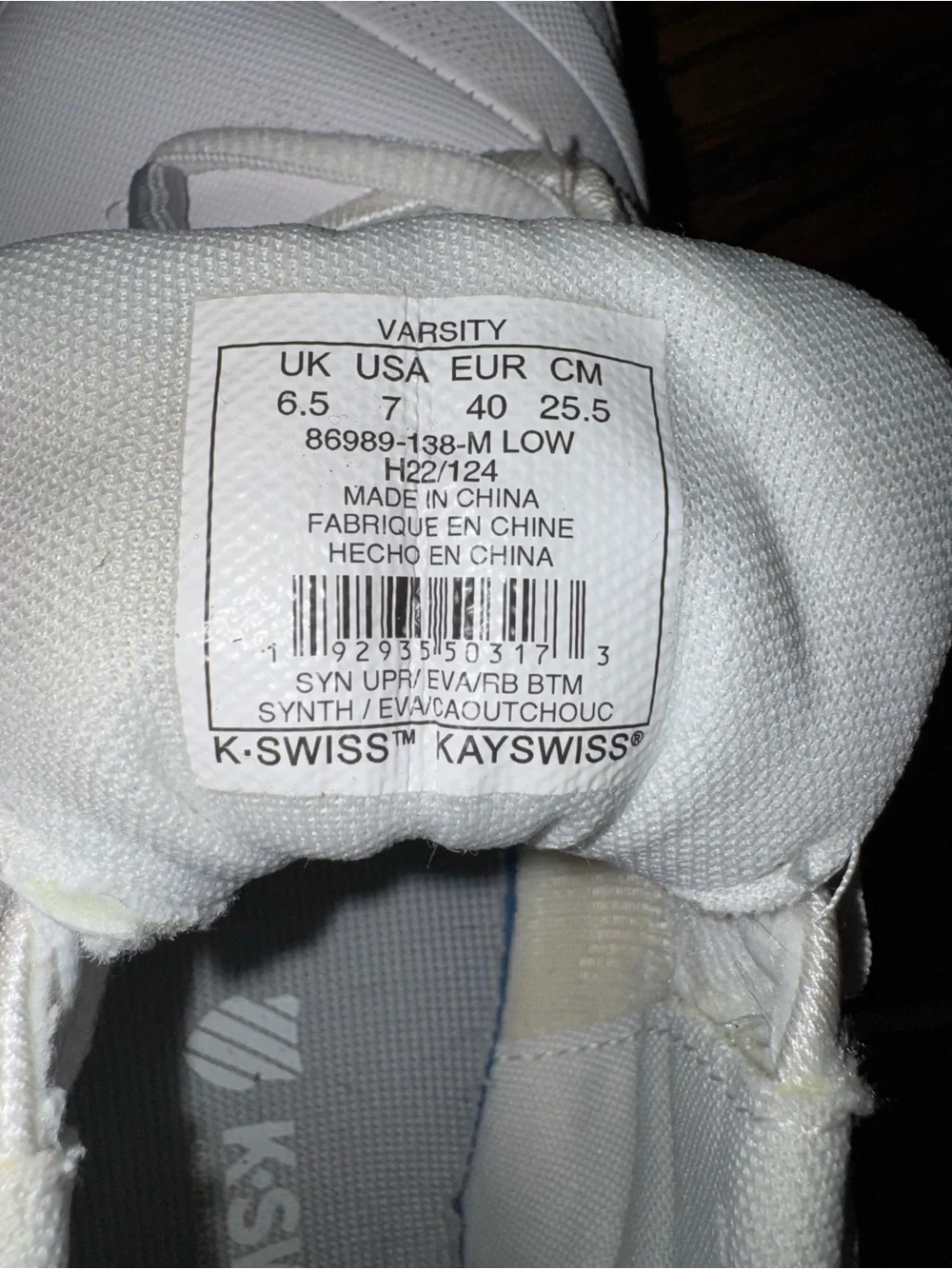 K-Swiss All-White Lace-Up athletic Sneakers